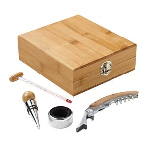 Conjunto para Vinho em Bambu e Zinco